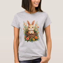 Hübsches Hasen-Blumen-Garten-Wasserfarben-T-Shirt  T-Shirt
