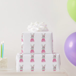 Hübsches Hasen-Pink-Bow-&-Herz-Pulli-Geschenkpapie Geschenkpapier