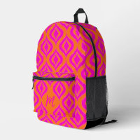 Hübsches, helles Orange Hot Pink Ikat Art Muster