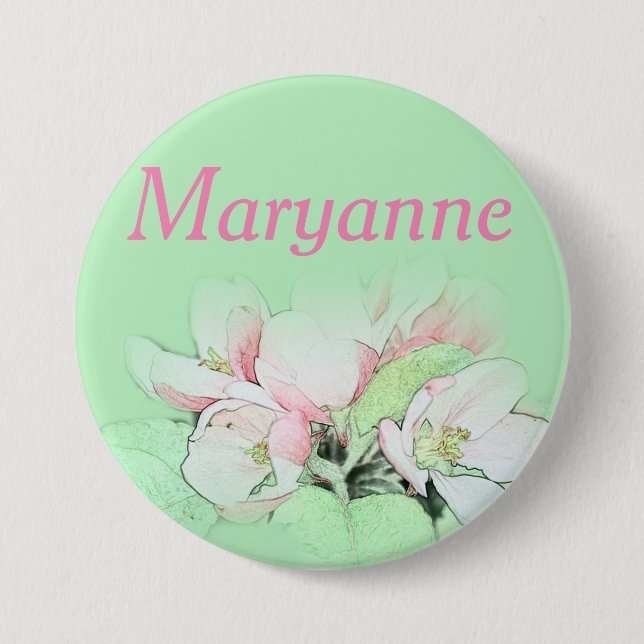 Hübsches hellrosa Apfel Blume Button (Vorderseite)