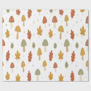 Hübsches Herbstpilz- und Blätter-Verpackungspapier Geschenkpapier