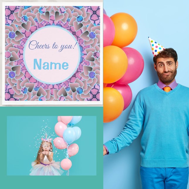 Hübsches Herz-Party mit Personalisierter Textvorla Serviette (Von Creator hochgeladen)
