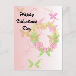 Hübsches Herz und Schmetterlinge Valentine Feiertagspostkarte