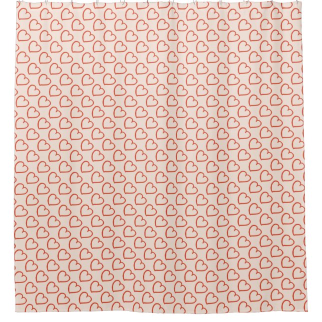 Hübsches Herzmuster rot auf Rosa Duschvorhang (Vorderseite)