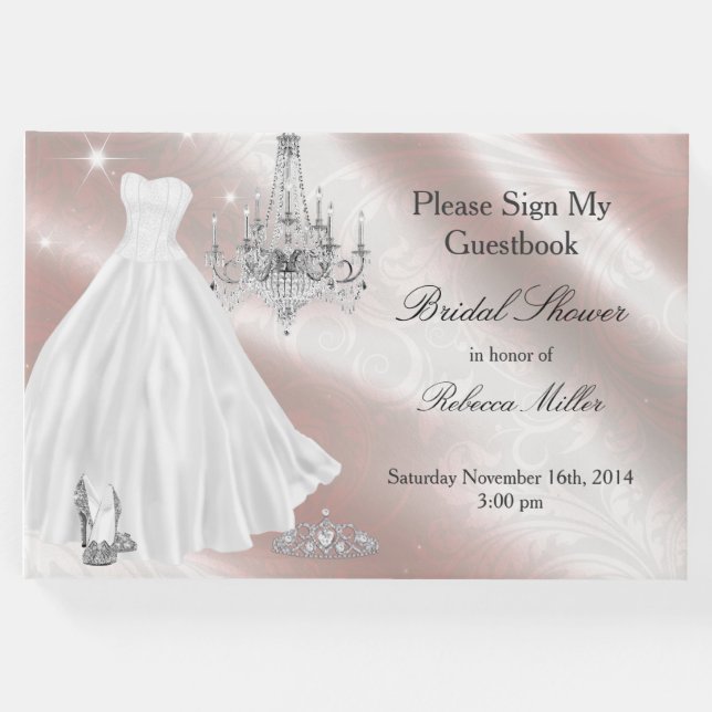 Hübsches Hochzeitskleid Brautparty Gästebuch (Vorderseite)
