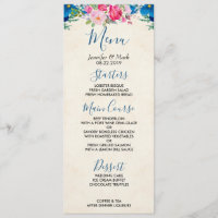 Hübsches Hochzeitsmenü in Rosa und Blau Blume