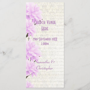 Hübsches Hochzeitsprogramm für die Pastel lila Programm