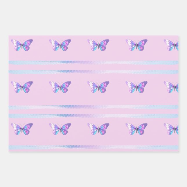 Hübsches Holo-Butterfly-Set Geschenkpapier Set (Vorderseite)