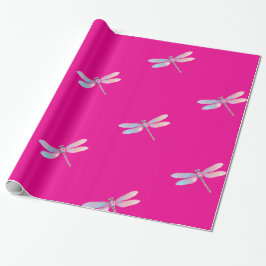 Hübsches Holografisches Pink Dragonfly-Wrapping-Pa Geschenkpapier