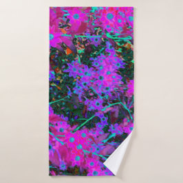 Hübsches Hot Pink, Magenta und Aqua Blue Blumen Badehandtuch