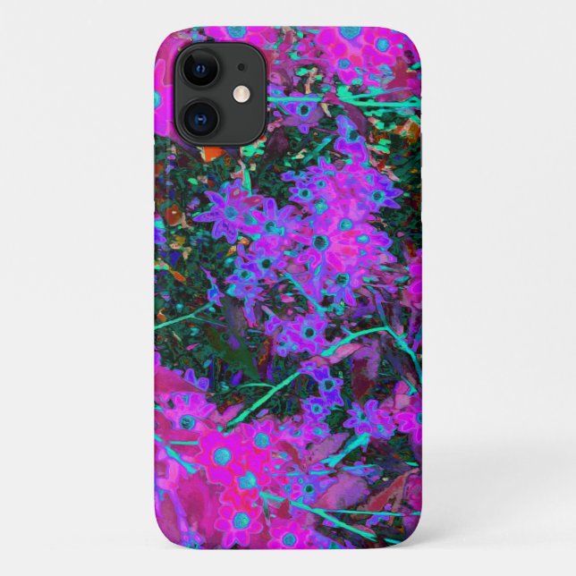 Hübsches Hot Pink, Magenta und Aqua Blue Blumen Case-Mate iPhone Hülle (Rückseite)