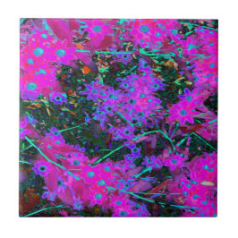 Hübsches Hot Pink, Magenta und Aqua Blue Blumen Fliese