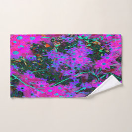 Hübsches Hot Pink, Magenta und Aqua Blue Blumen Handtuch