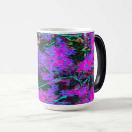 Hübsches Hot Pink, Magenta und Aqua Blue Blumen Verwandlungstasse