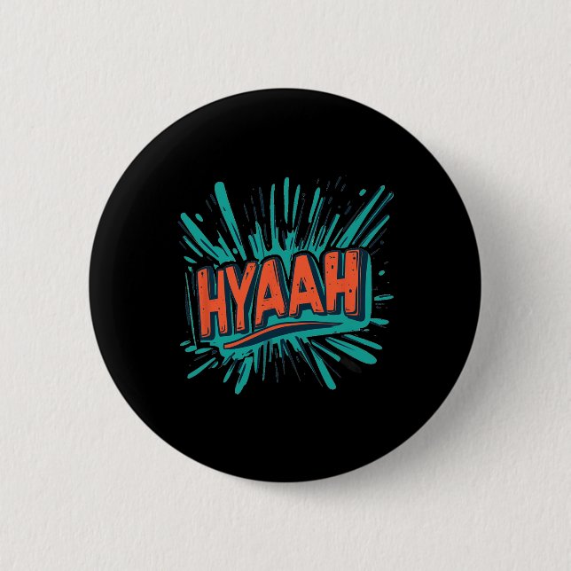 Hübsches Hyaah Kostüm für Karate-Mann und -Frau  Button (Vorderseite)