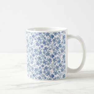 Hübsches Indigo-Blau und Weiß ethnischer Blumenpri Kaffeetasse