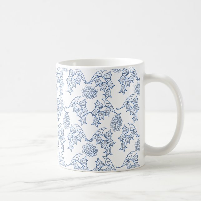 Hübsches Indigo Blue auf weißem ethnisch-floralem  Tasse (Rechts)