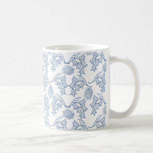 Hübsches Indigoblau auf weißem ethnischen Blumenmu Tasse