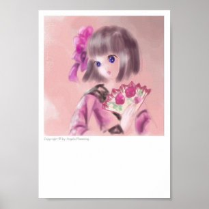 Hübsches japanisches Mädchen mit Lüfter Poster