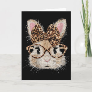 Hübsches Kaninchen-Gesicht Leopard Coquette Schlei Karte