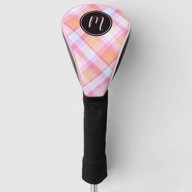 Hübsches Kariertes Muster Monogramm Golf Headcover (Vorderseite)