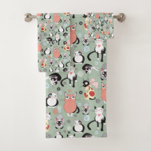 Hübsches Katzen-Badezimmer-Handtuch-Set Badhandtuch Set