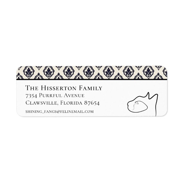 Hübsches Katzenschwarz und Weiß-Rücksendeaufkleber (Vorne)