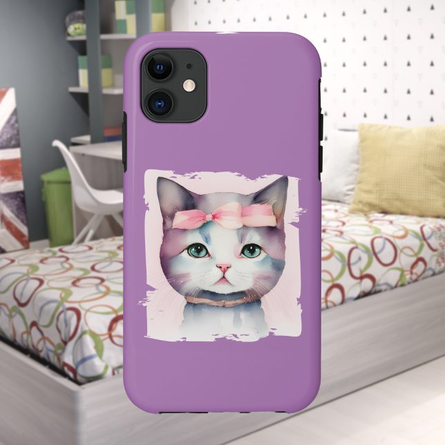 Hübsches Kitty mit rosa Bow iPhone/iPad Gehäuse Case-Mate iPhone Hülle (Von Creator hochgeladen)
