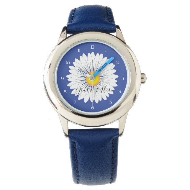 Hübsches kleines Daisy Kids Blue Stainless Steel Armbanduhr (Vorderseite)
