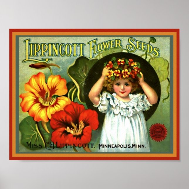 Hübsches kleines Mädchen Blume Haarkranz Vintages  Poster (Vorne)