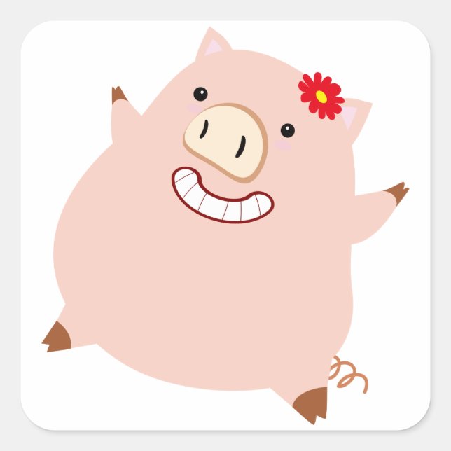 Hübsches Klumpschweinchen Quadratischer Aufkleber (Vorderseite)