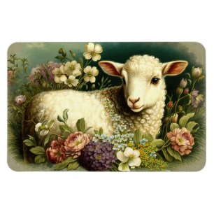 Hübsches Lamm in Blumen Magnet