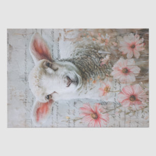 Hübsches Lamm Pink-Blume Skript-Decoupage Seidenpapier