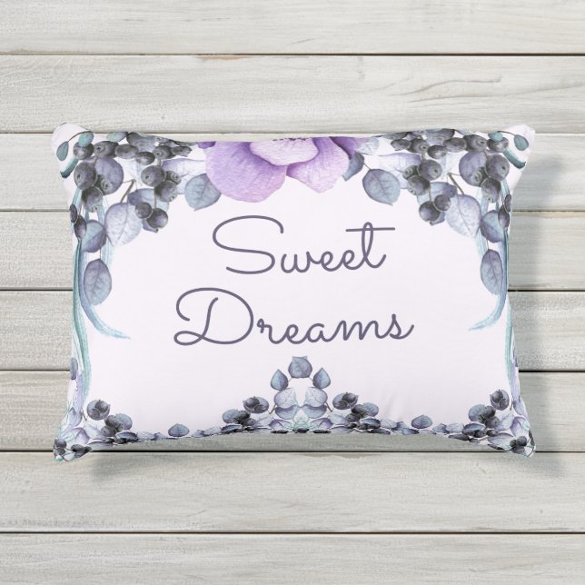 Hübsches Lavendel Eucalyptus Baby-Kinderzimmer Kissen Für Draußen (Vorderseite)