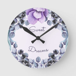 Hübsches Lavendel Eucalyptus Baby-Kinderzimmer Runde Wanduhr