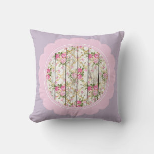 Hübsches Lavendel-, Rosa- und Weiß-Blumenmuster Kissen