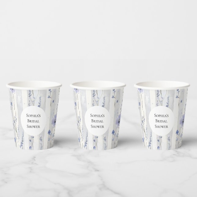 Hübsches Lavendel Weiße Streifen Blumenmuster Brau Pappbecher (Multi)