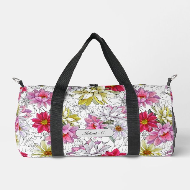 Hübsches, lebendiges Girly Floral Muster Duffle Bag (Vorderseite)