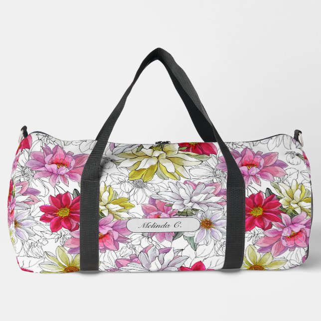 Hübsches, lebendiges Girly Floral Muster Duffle Bag (Vorderseite)