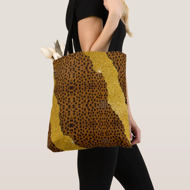 Hübsches Leder Cheetah Tierdruck mit Glitzer (Von Nahem)