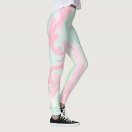 Hübsches, leicht grünes, rosa Swirbeldesign Valent Leggings