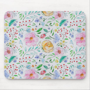 Hübsches, leichtes Aquarell-Blumen- und Knospenmus Mousepad