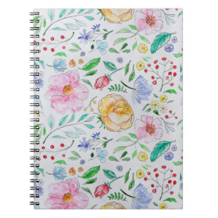 Hübsches, leichtes Aquarell-Blumen- und Knospenmus Notizblock
