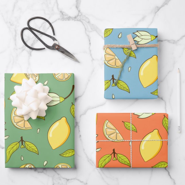Hübsches Lemon Wrapping Paper-Set Geschenkpapier Set (Vorderseite)