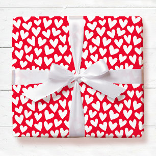 Hübsches Liebesherzmuster Rot Weiß Valentinstag Geschenkpapier