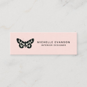 Hübsches Light Pink Butterfly Logo Modern Mini Visitenkarte