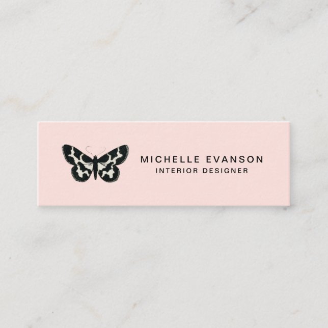 Hübsches Light Pink Butterfly Logo Modern Mini Visitenkarte (Vorderseite)