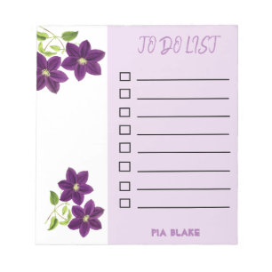 Hübsches lila Blumen Notizbuch mit Linien für To-D Notizblock