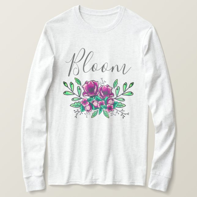 Hübsches Lila BlumenBouquet Bloom Skript T-Shirt (Design vorne)
