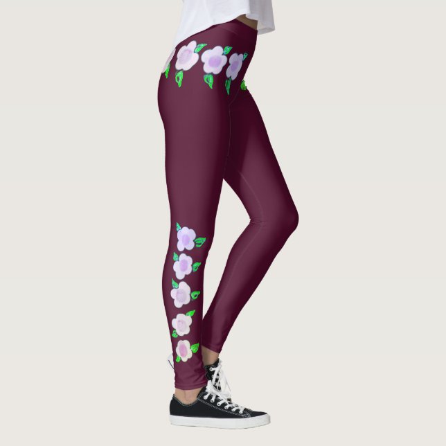 Hübsches Lila Blumendesign Leggings (Rechts)
